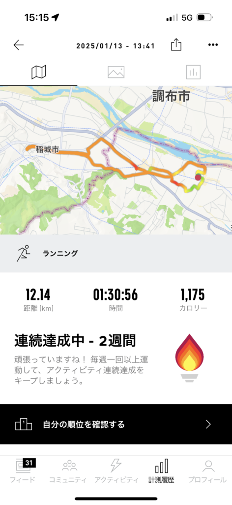 1月13日のランニング記録