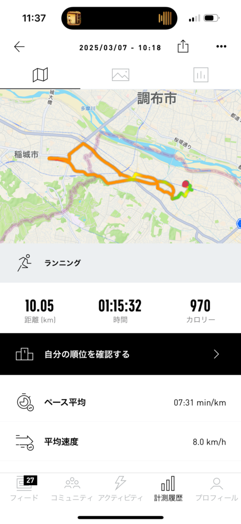 2025年3月7日のランニングログ