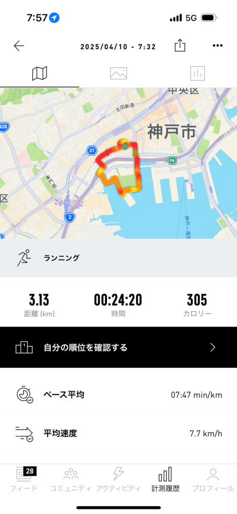 神戸市での旅ランログ